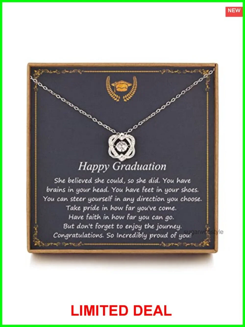 Sterling Silver Infinity Heart Necklace Graduation Gift Box